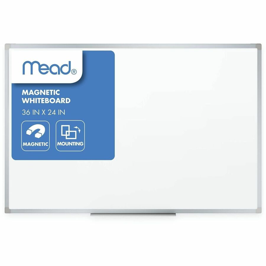 Dry Erase Board with Aluminum Frame, 36 x 24, Melamine White Surface, Silver Aluminum Frame