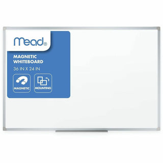 Dry Erase Board with Aluminum Frame, 36 x 24, Melamine White Surface, Silver Aluminum Frame
