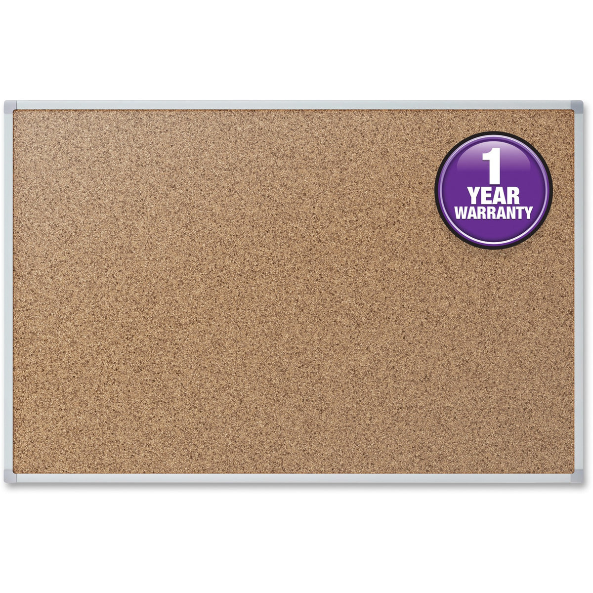 Cork Bulletin Board, 36 x 24, Tan Surface, Silver Aluminum Frame