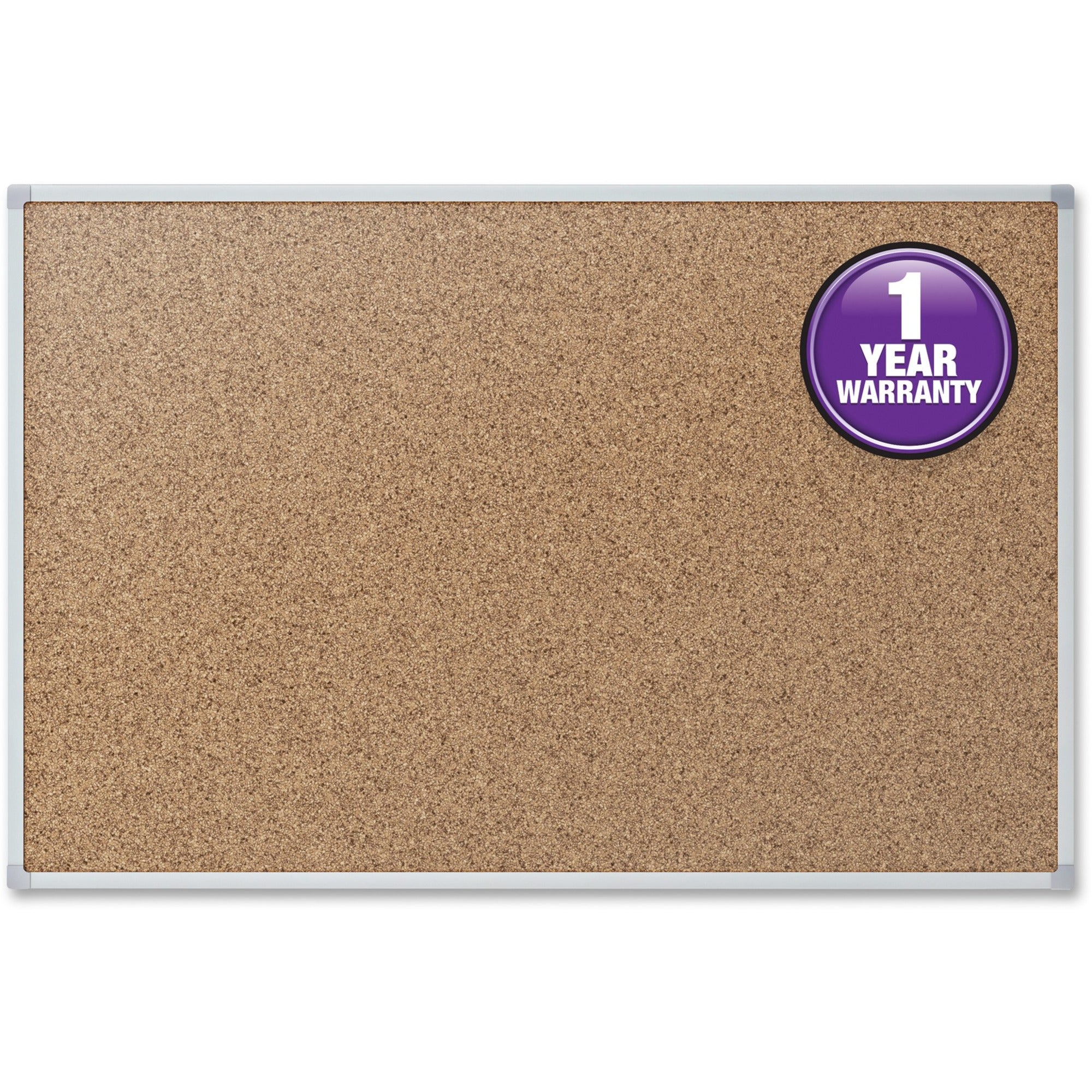 Mead Classic Cork Bulletin Board - 36" Height x 48" Width - Natural Cork Surface - Self-healing - Silver Aluminum Frame - 1 Each