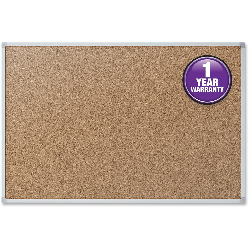 Mead Classic Cork Bulletin Board - 36" Height x 48" Width - Natural Cork Surface - Self-healing - Silver Aluminum Frame - 1 Each - 