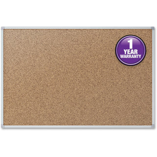 Mead Classic Cork Bulletin Board - 36" Height x 48" Width - Natural Cork Surface - Self-healing - Silver Aluminum Frame - 1 Each - 