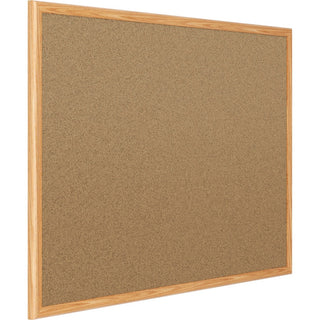 Mead Classic Cork Bulletin Board - 36" Height x 24" Width - Natural Cork Surface - Self-healing - Oak Aluminum Frame - 1 Each