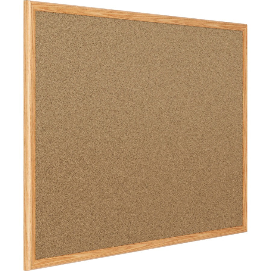 Mead Classic Cork Bulletin Board - 36" Height x 24" Width - Natural Cork Surface - Self-healing - Oak Aluminum Frame - 1 Each