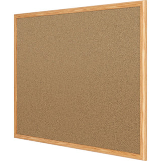 Mead Classic Cork Bulletin Board - 36" Height x 24" Width - Natural Cork Surface - Self-healing - Oak Aluminum Frame - 1 Each