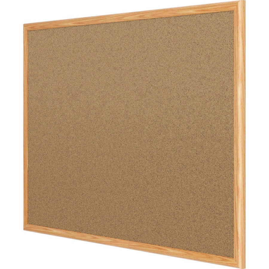 Mead Classic Cork Bulletin Board - 36" Height x 24" Width - Natural Cork Surface - Self-healing - Oak Aluminum Frame - 1 Each