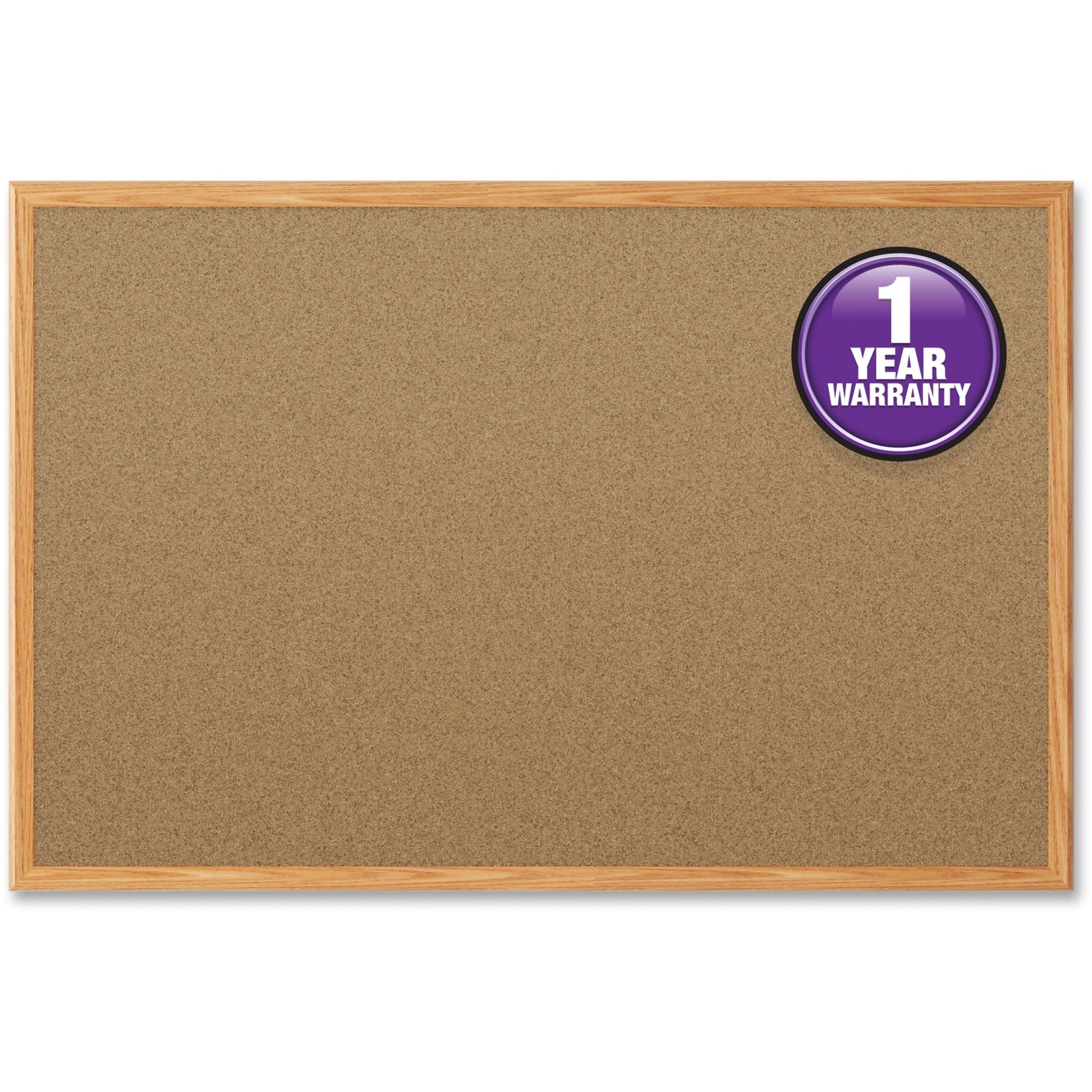 Mead Classic Cork Bulletin Board - 36" Height x 24" Width - Natural Cork Surface - Self-healing - Oak Aluminum Frame - 1 Each - 