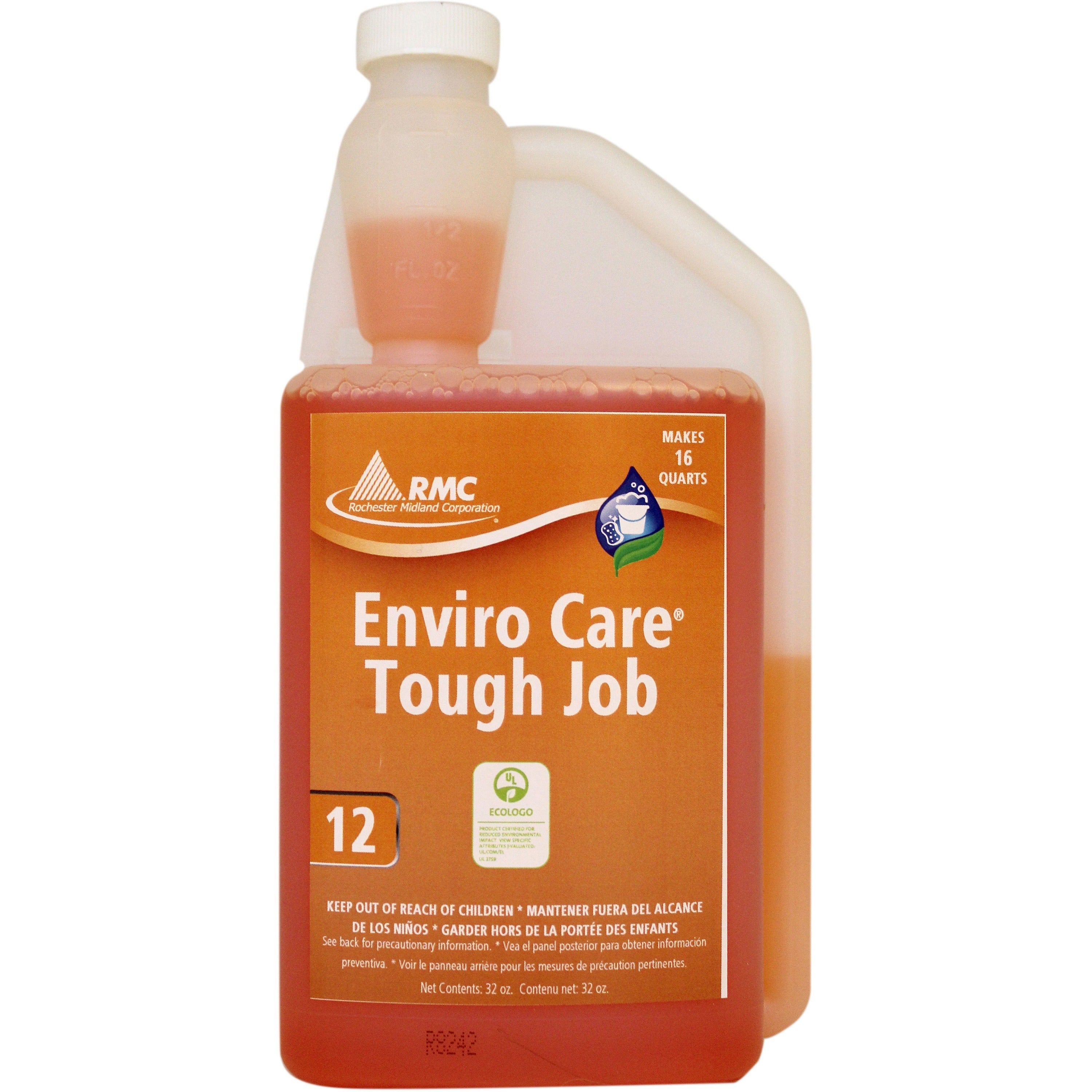 RMC Enviro Care Tough Job Cleaner - For Wall, Floor, Machinery - 32 fl oz (1 quart) - 1 Each - Heavy Duty, Bio-based, Dilutable - Orange - 