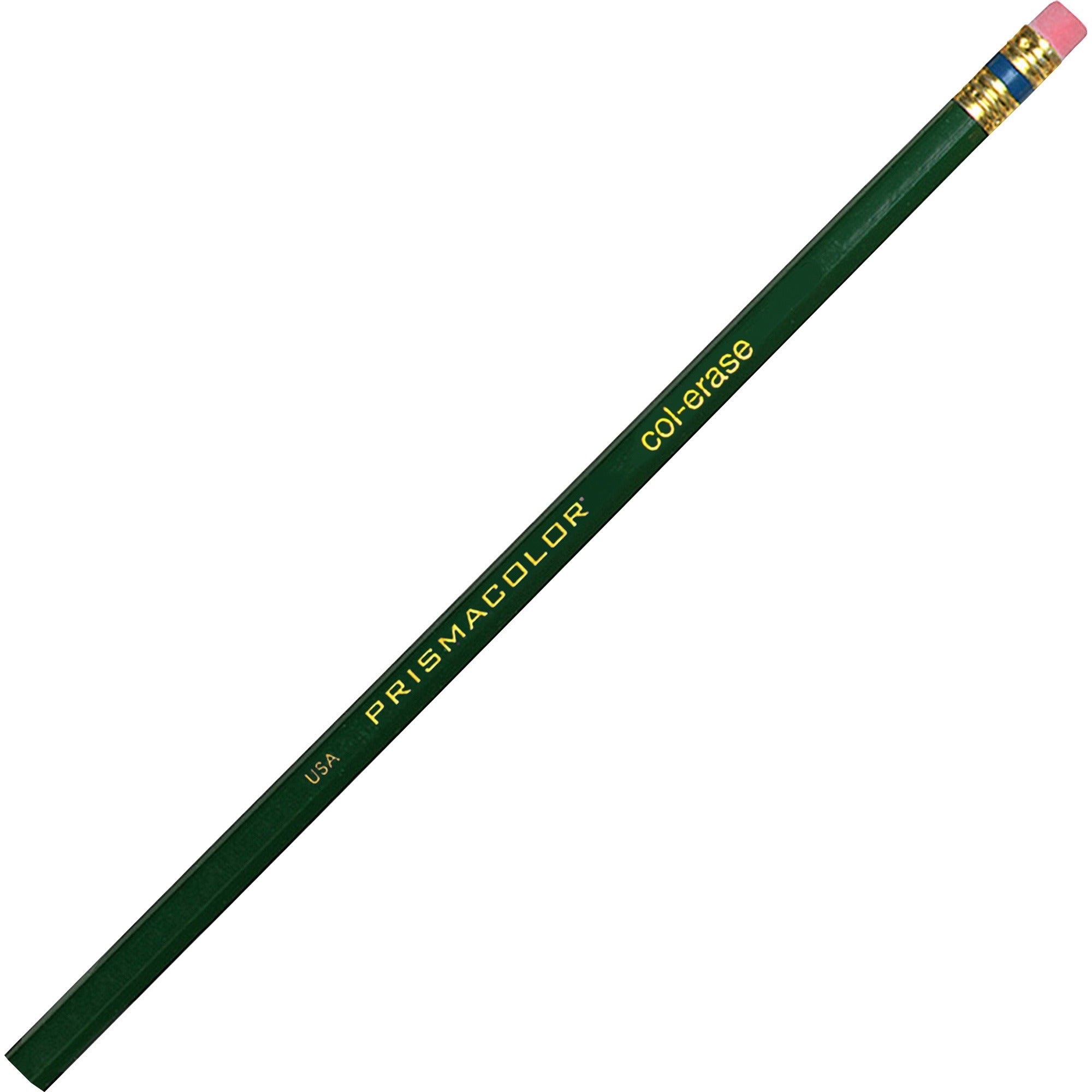 Col-Erase Pencil with Eraser, 0.7 mm, 2B (#1), Green Lead, Green Barrel, Dozen - 1