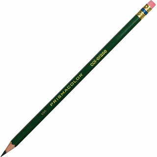 Col-Erase Pencil with Eraser, 0.7 mm, 2B (#1), Green Lead, Green Barrel, Dozen - 2