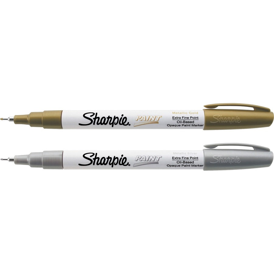 Sharpie Oil-Based Paint Marker - Extra Fine Point - Extra Fine Marker Point - Gold, Silver Oil Based Ink - 2 / Pack - 