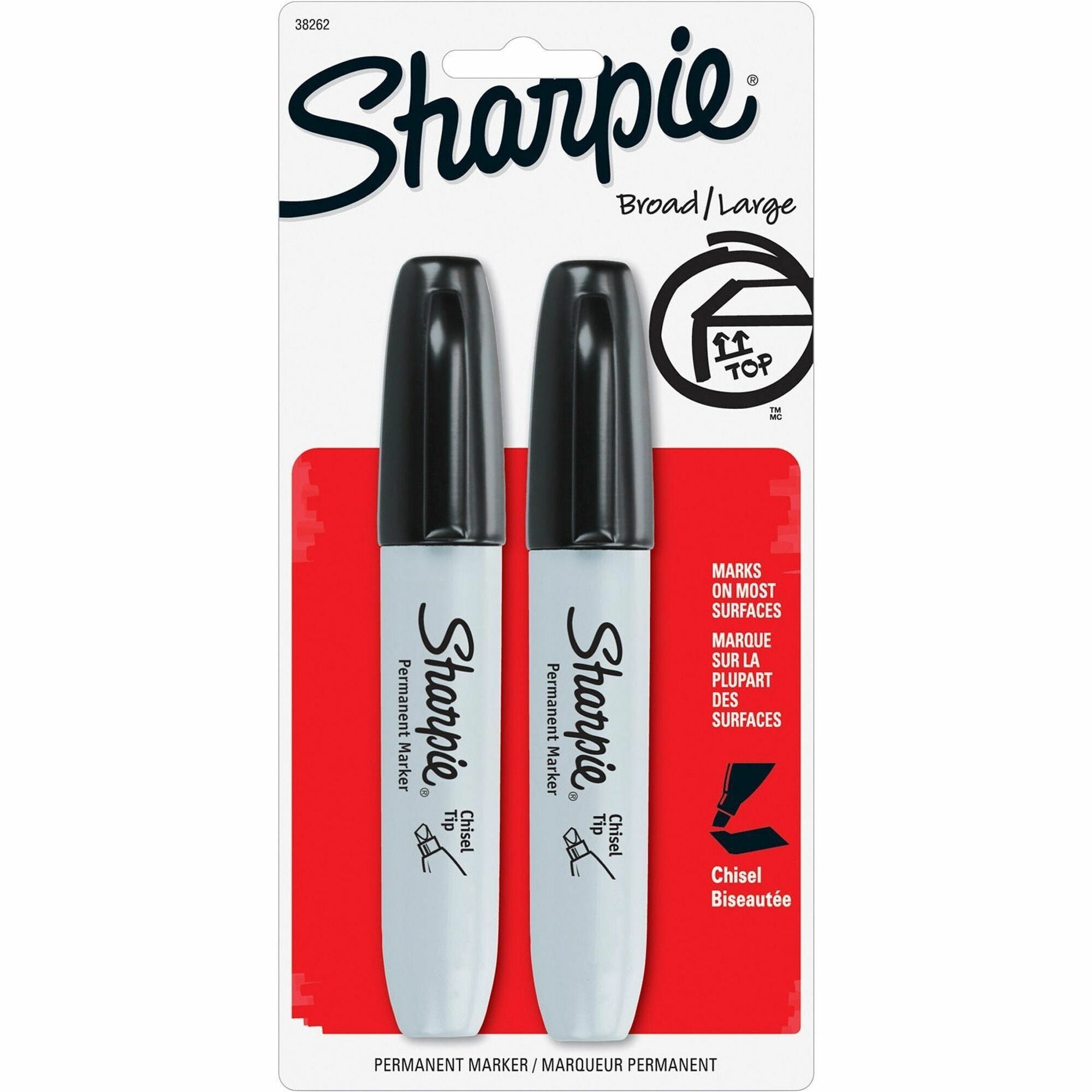 Sharpie Chisel Tip Permanent Marker - Chisel Marker Point Style - Black Alcohol Based Ink - 2 / Pack - 