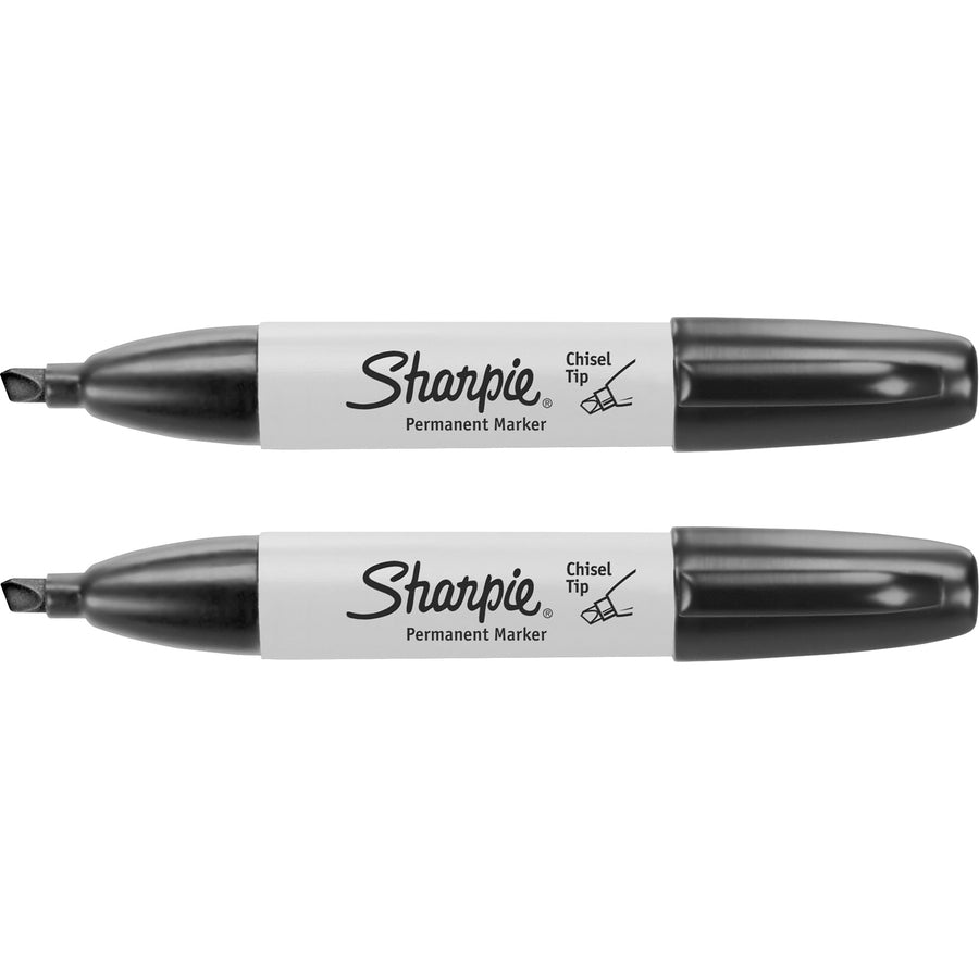 Sharpie Chisel Tip Permanent Marker - Chisel Marker Point Style - Black Alcohol Based Ink - 2 / Pack - 