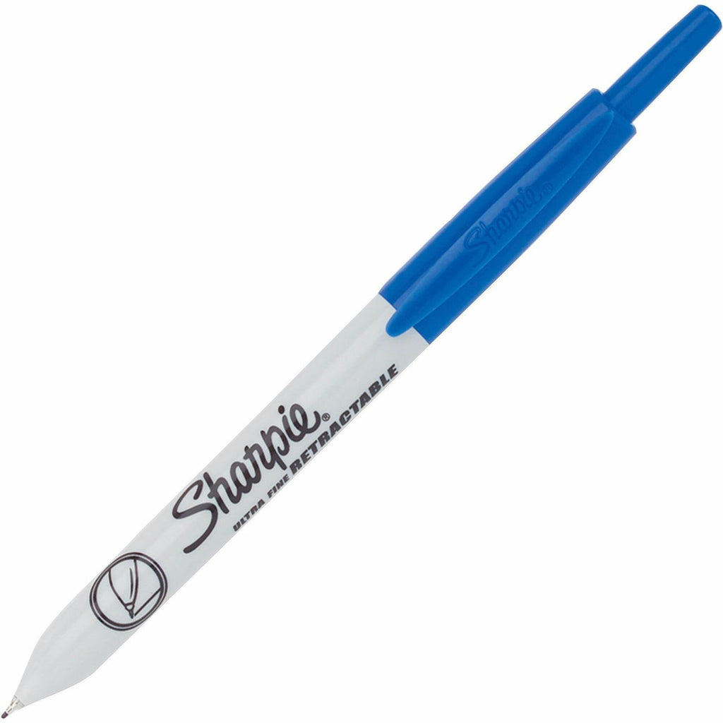 Retractable Permanent Marker, Extra-Fine Needle Tip, Blue
