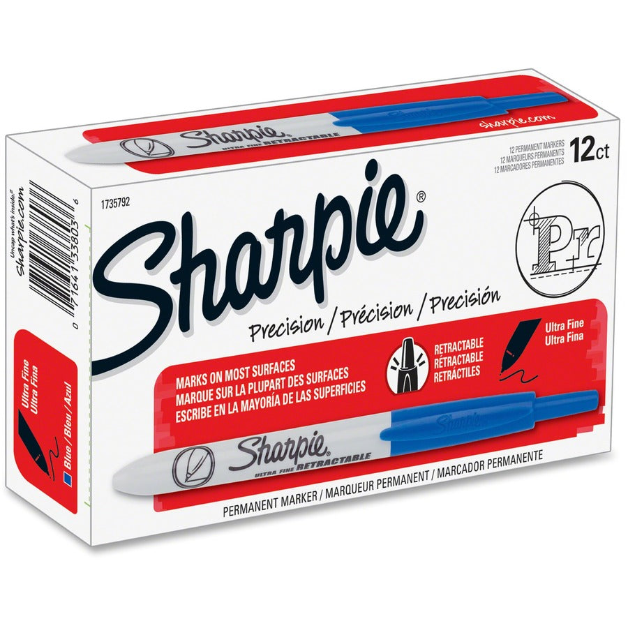 Retractable Permanent Marker, Extra-Fine Needle Tip, Blue