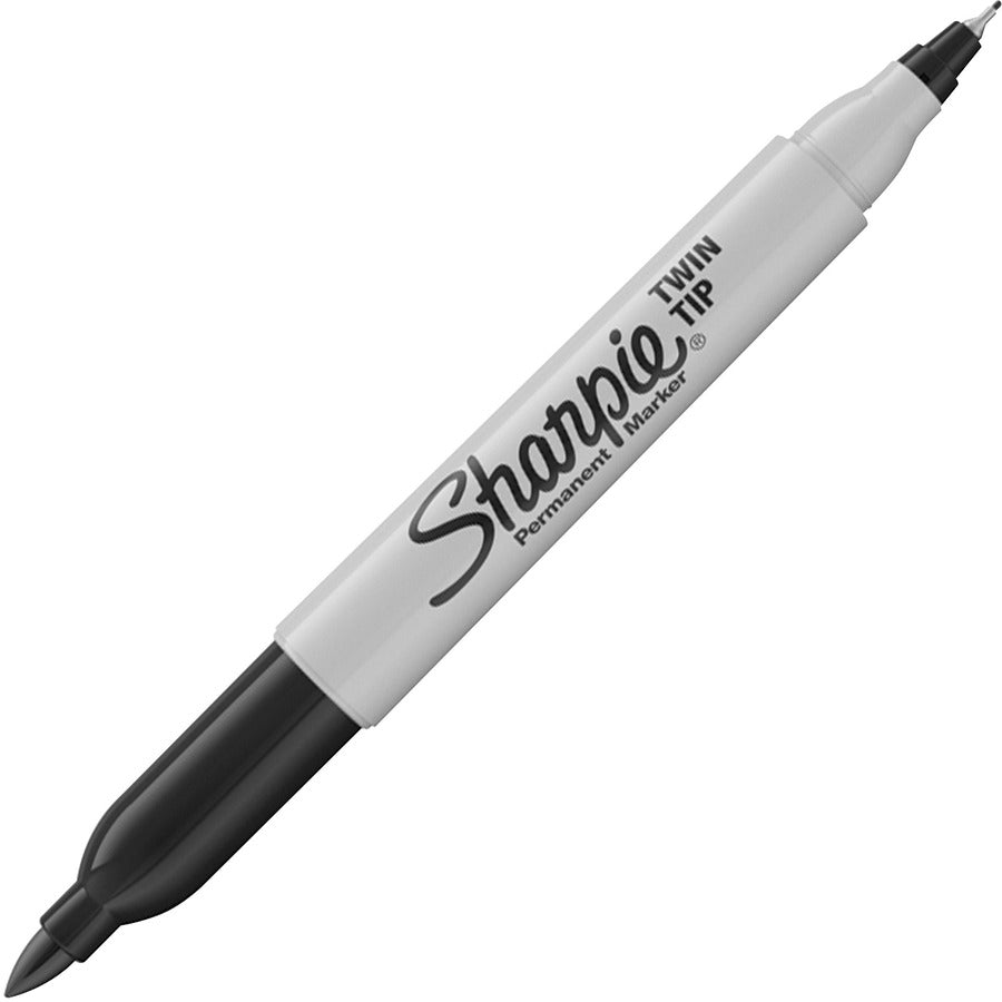 Sharpie Twin Tip Permanent Markers - Fine, Ultra Fine Marker Point - Black Alcohol Based Ink - 4 / Pack - 