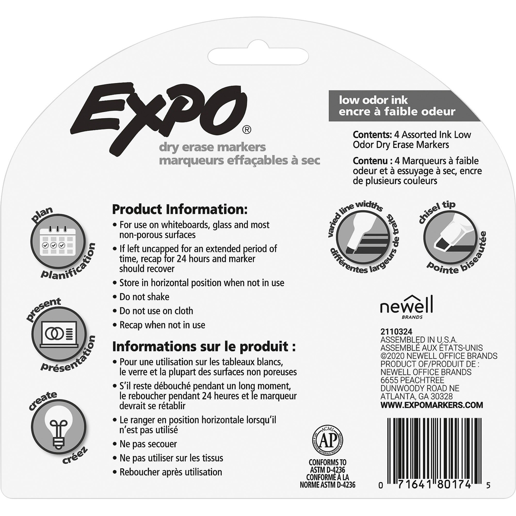 Expo Dry Erase Markers, Sold as 1 Set, 4 Each per Set - 2