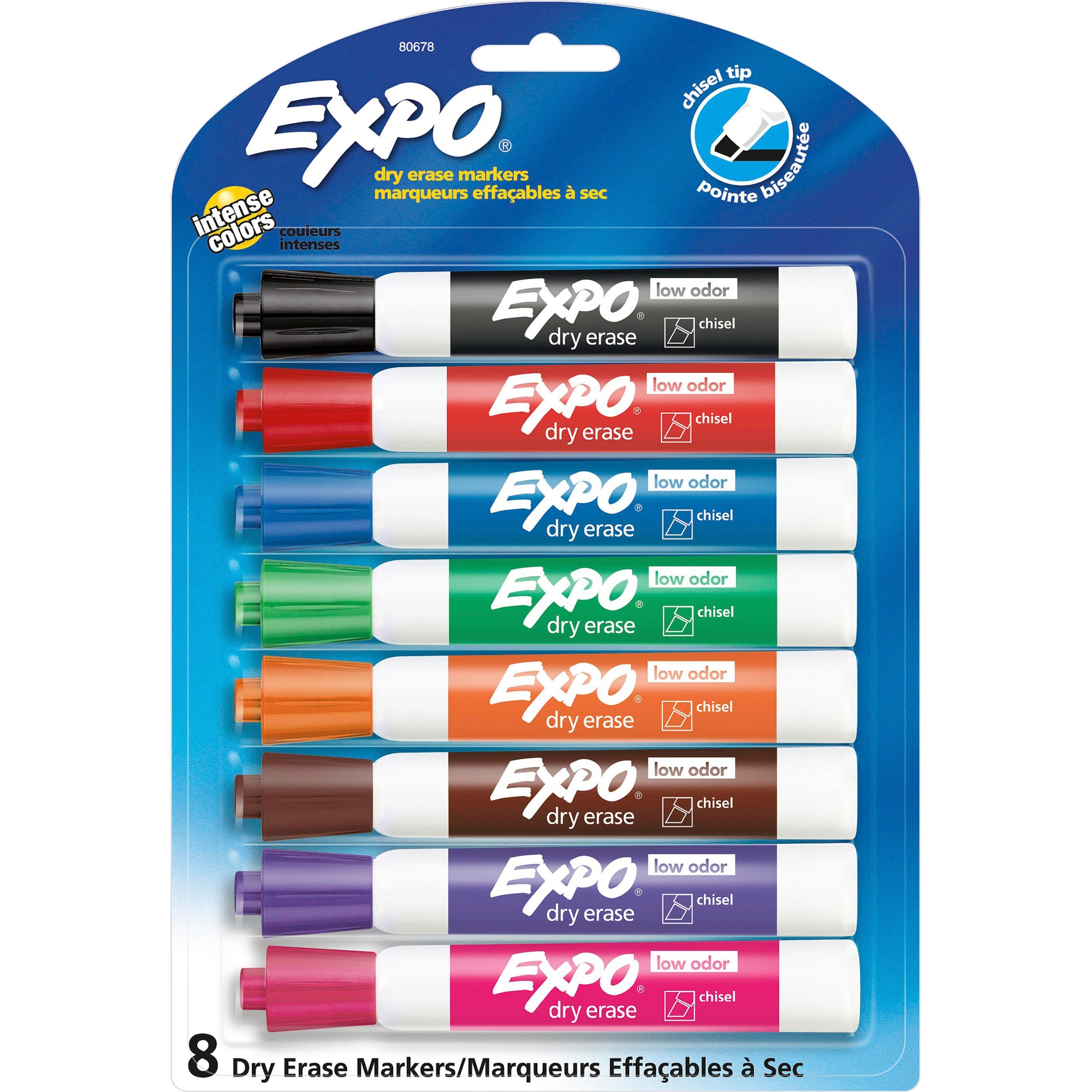 Expo Low Odor Markers - Chisel Marker Point Style - Assorted - 8 / Set - 