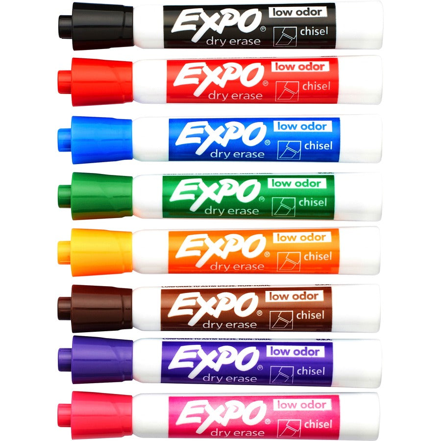 Expo Low Odor Markers - Chisel Marker Point Style - Assorted - 8 / Set - 