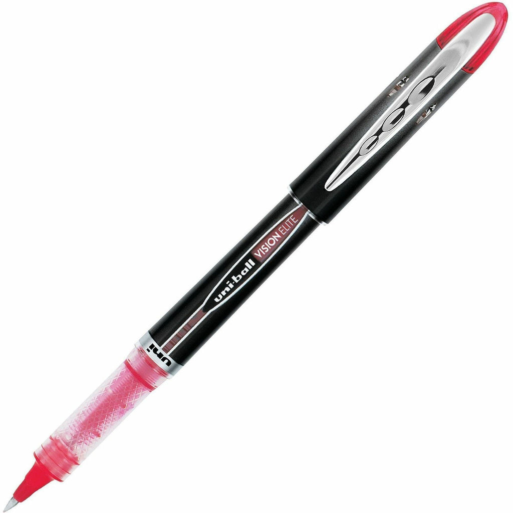 VISION ELITE Hybrid Gel Pen, Stick, Extra-Fine 0.5 mm, Red Ink, Black/Red/Clear Barrel