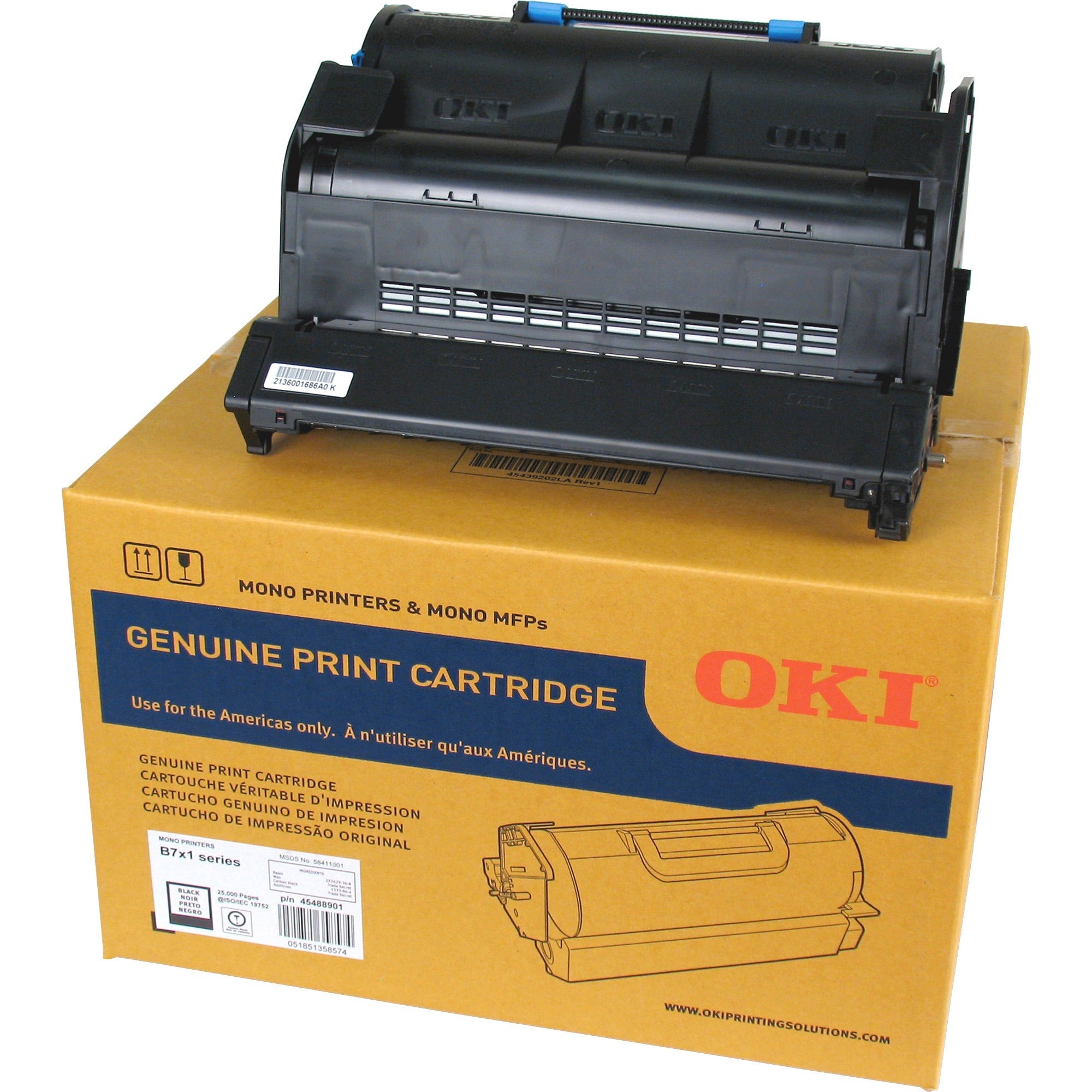 Oki Original Toner Cartridge - LED - High Yield - 25000 Pages - Black - 1 Each - 