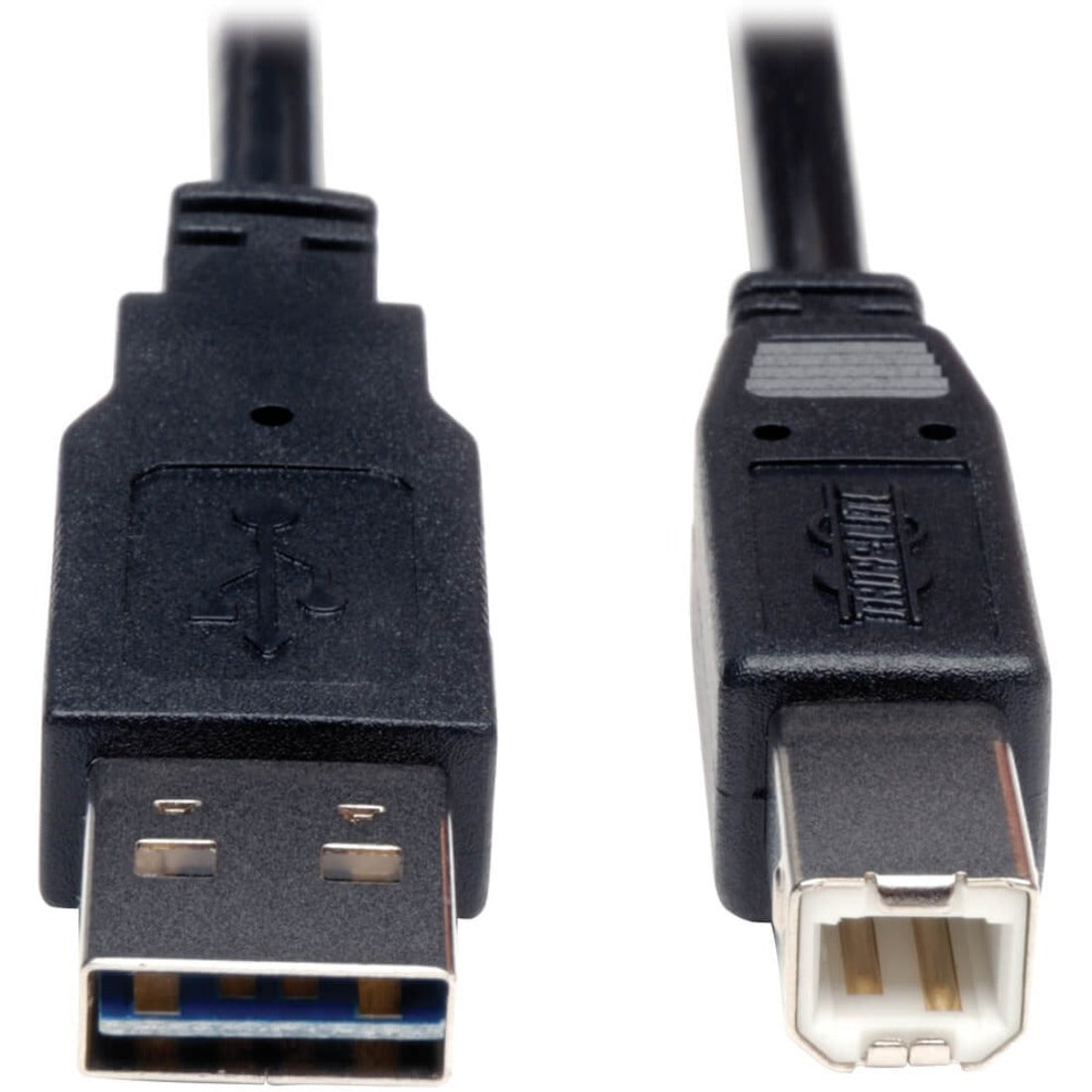 Universal Reversible USB 2.0 Cable, Reversible A to B (M/M), 6 ft, Black