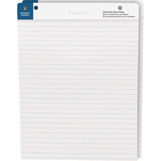 Business Source 25"x30" Lined Self-stick Easel Pads - 30 Sheets - 25" x 30" - White Paper - Cardboard Cover - Self-stick - 2 / Carton - 