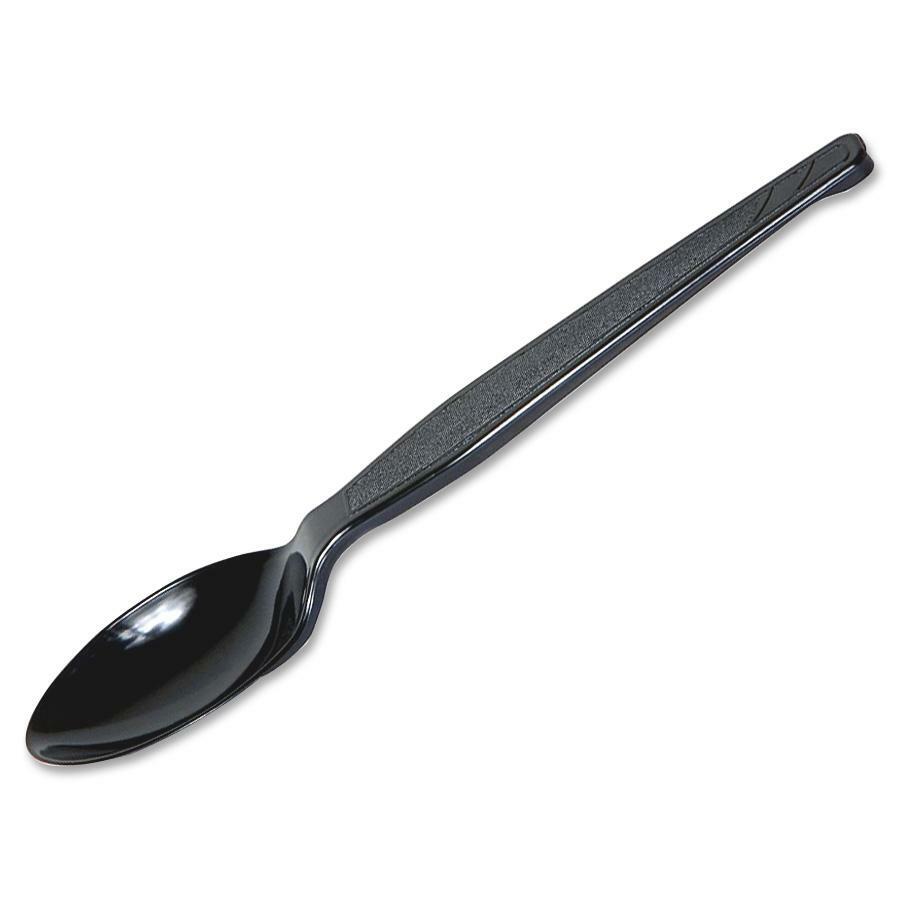 SmartStock Plastic Cutlery Refill, Spoons, 6", Series-F Heavyweight, Black, 40/Pack, 24 Packs/Carton