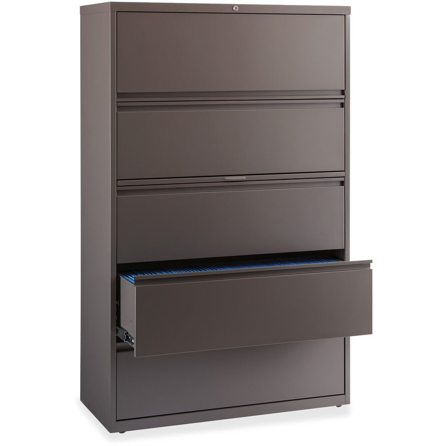 Lorell Fortress Series Lateral File w/Roll-out Posting Shelf - 42" x 18.6" x 67.6" - 1 x Shelf(ves) - 5 x Drawer(s) for File - Letter, Legal, A4 - Lateral - Magnetic Label Holder, Ball Bearing Slide, Ball-bearing Suspension, Adjustable Leveler, Inter