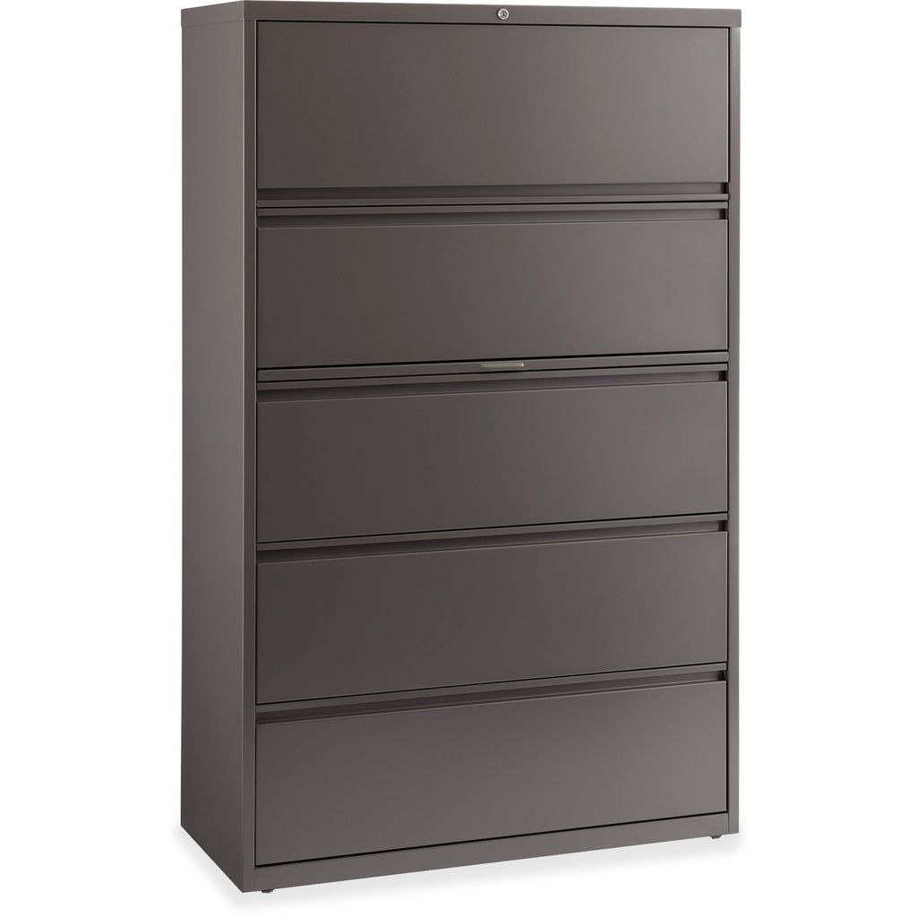 Lorell Fortress Series Lateral File w/Roll-out Posting Shelf - 42" x 18.6" x 67.6" - 1 x Shelf(ves) - 5 x Drawer(s) for File - Letter, Legal, A4 - Lateral - Magnetic Label Holder, Ball Bearing Slide, Ball-bearing Suspension, Adjustable Leveler, Inter