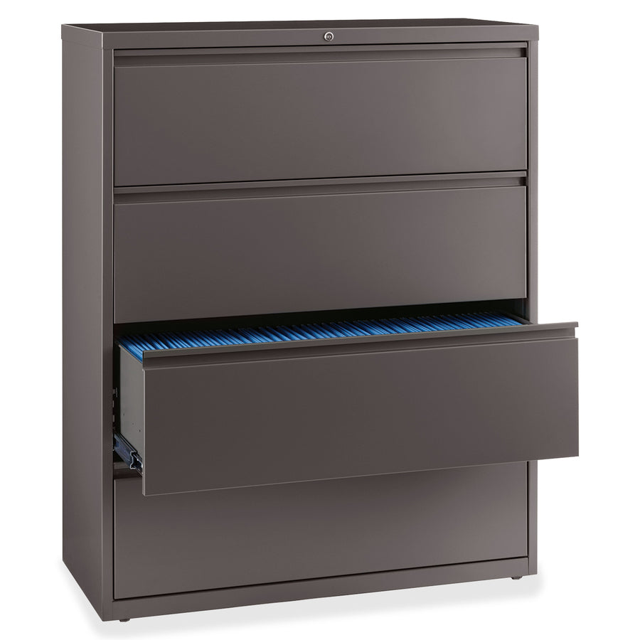 Lorell Fortress Series Lateral File - 42" x 18.6" x 52.5" - 4 x Drawer(s) for File - Letter, Legal, A4 - Lateral - Magnetic Label Holder, Ball Bearing Slide, Ball-bearing Suspension, Adjustable Leveler, Interlocking, Reinforced Base, Lockable - Mediu - 