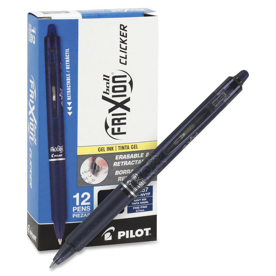 FriXion Clicker Erasable Gel Pen, Retractable, Fine 0.7 mm, Navy Ink, Navy Barrel