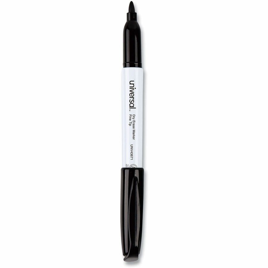Pen Style Dry Erase Marker, Fine Bullet Tip, Black, Dozen