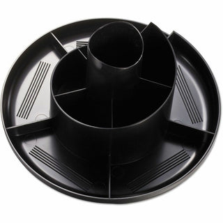 Rotary Desk Organizer, 11 Compartments, Plastic, 8.75" Diameter x 5.38"h, Black