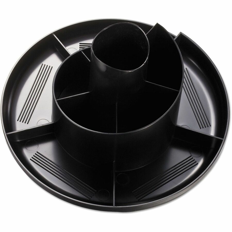 Rotary Desk Organizer, 11 Compartments, Plastic, 8.75" Diameter x 5.38"h, Black