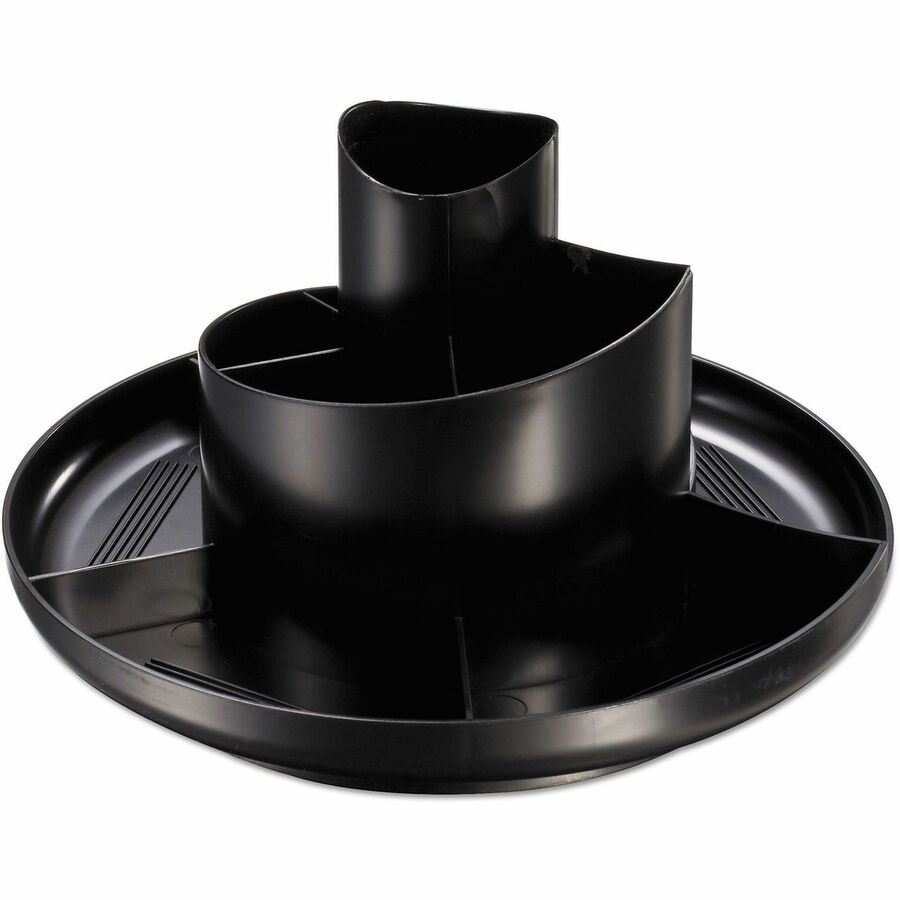 Rotary Desk Organizer, 11 Compartments, Plastic, 8.75" Diameter x 5.38"h, Black