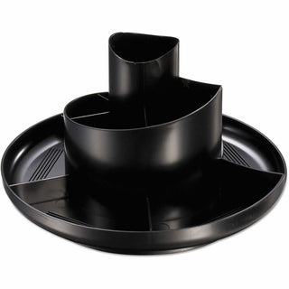 Rotary Desk Organizer, 11 Compartments, Plastic, 8.75" Diameter x 5.38"h, Black