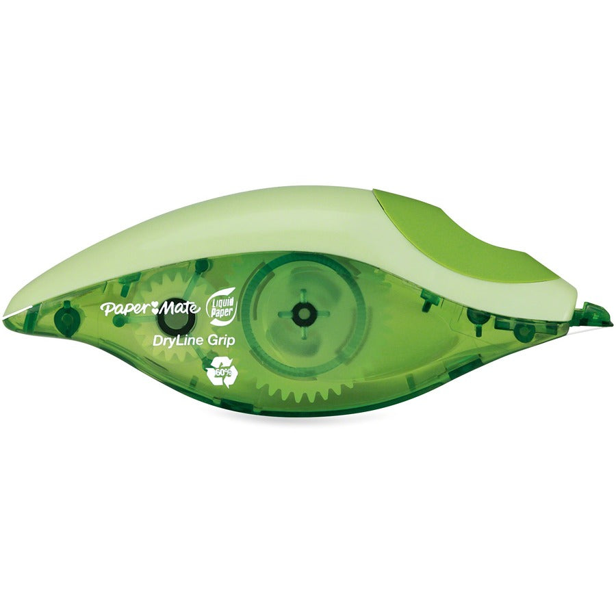 Paper Mate DryLine Grip Correction Film - 0.20" Width x 19.69 ft Length - 1 Line(s) - Ergonomic Green Dispenser - Tear Resistant, Break Resistant, Quick Drying, Comfortable Grip - 1 Each - Green - 