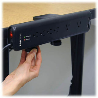 Tripp Lite by Eaton Protect It! 6-Outlet Clamp-Mount Surge Protector 6 ft. (1.83 m) Cord 2100 Joules 2 x USB Charging ports (2.1A total) - 6 x NEMA 5-15R - 1875 VA - 2100 J - 120 V AC Input - 5 V DC Output