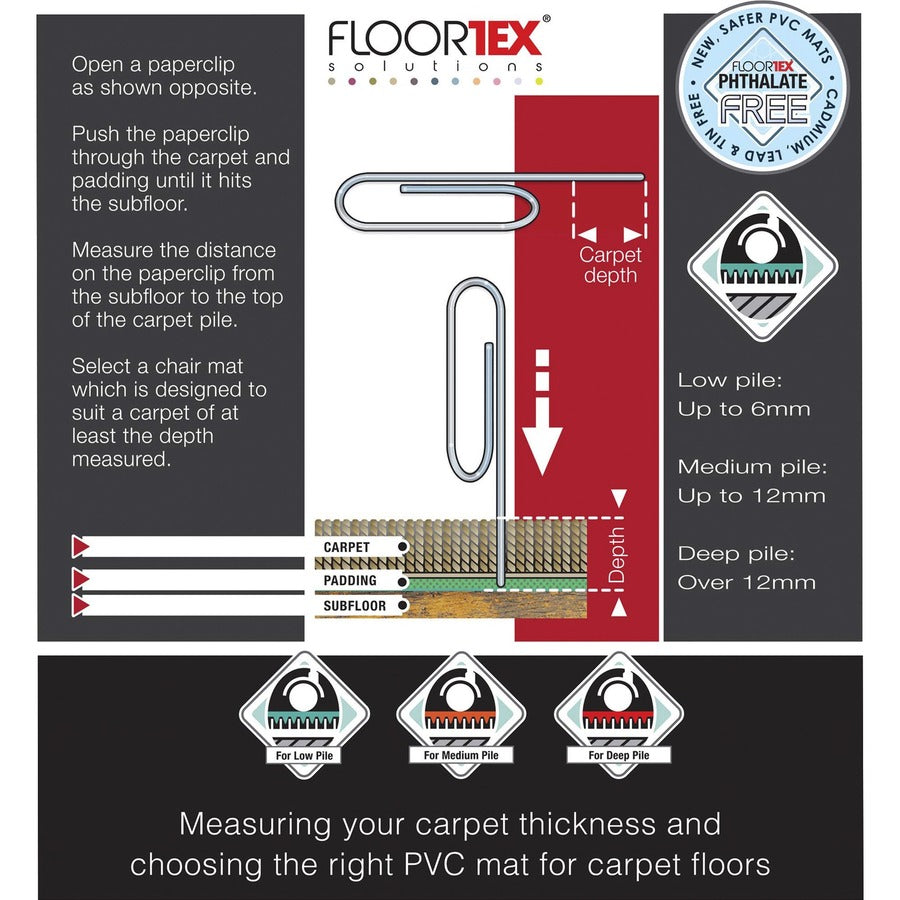 Computex Anti-Static Vinyl Lipped Chair Mat for Carpets up to 3/8" - 36" x 48" - Carpeted Floor, Carpet, Electrical Equipment - 48" Length x 36" Width x 0.110" Depth x 0.110" Thickness - Lip Size 10" Length x 20" Width - Lipped - Polyvinyl Chlor