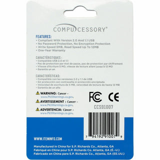 Compucessory Memory Stick-compliant Flash Drive - 32 GB - USB 2.0 - 12 MB/s Read Speed - 480 MB/s Write Speed - Silver - 1 Year Warranty - 1 Each - 