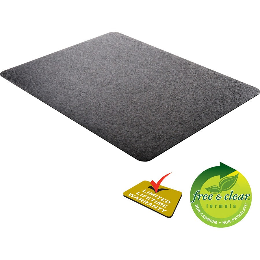 Deflecto Black EconoMat for Hard Floors - Hard Floor, Office, Carpeted Floor, Breakroom - 60" Length x 46" Width - Rectangular - Vinyl - Black - 1Each