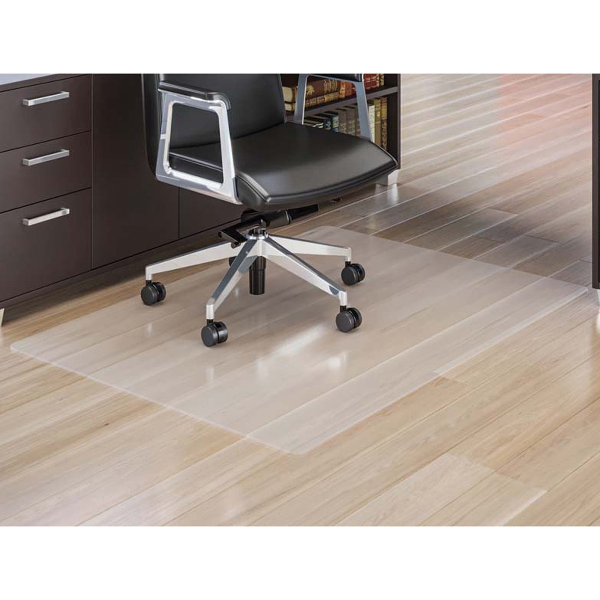 Lorell Oversized Chairmat - Hard Floor - 60" Width x 60" Depth - Square - Polycarbonate - Clear - 1Each - 