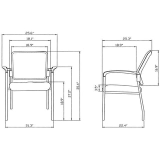 Lorell Mesh Back Stackable Guest Chair - Black Fabric Seat - Black Steel Frame - Black - Armrest - 1 Each - 