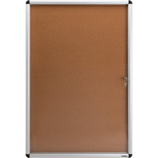 Lorell Enclosed Cork Bulletin Board - 36" Height x 24" Width - Natural Cork Surface - Lock, Resilient, Durable, Self-healing - Aluminum Frame - 1 Each - 