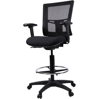 Lorell Mesh Back Drafting Stool - Black Seat - Black Back - 5-star Base - Black - 1 Each