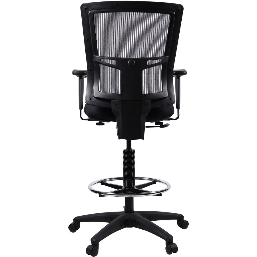 Lorell Mesh Back Drafting Stool - Black Seat - Black Back - 5-star Base - Black - 1 Each