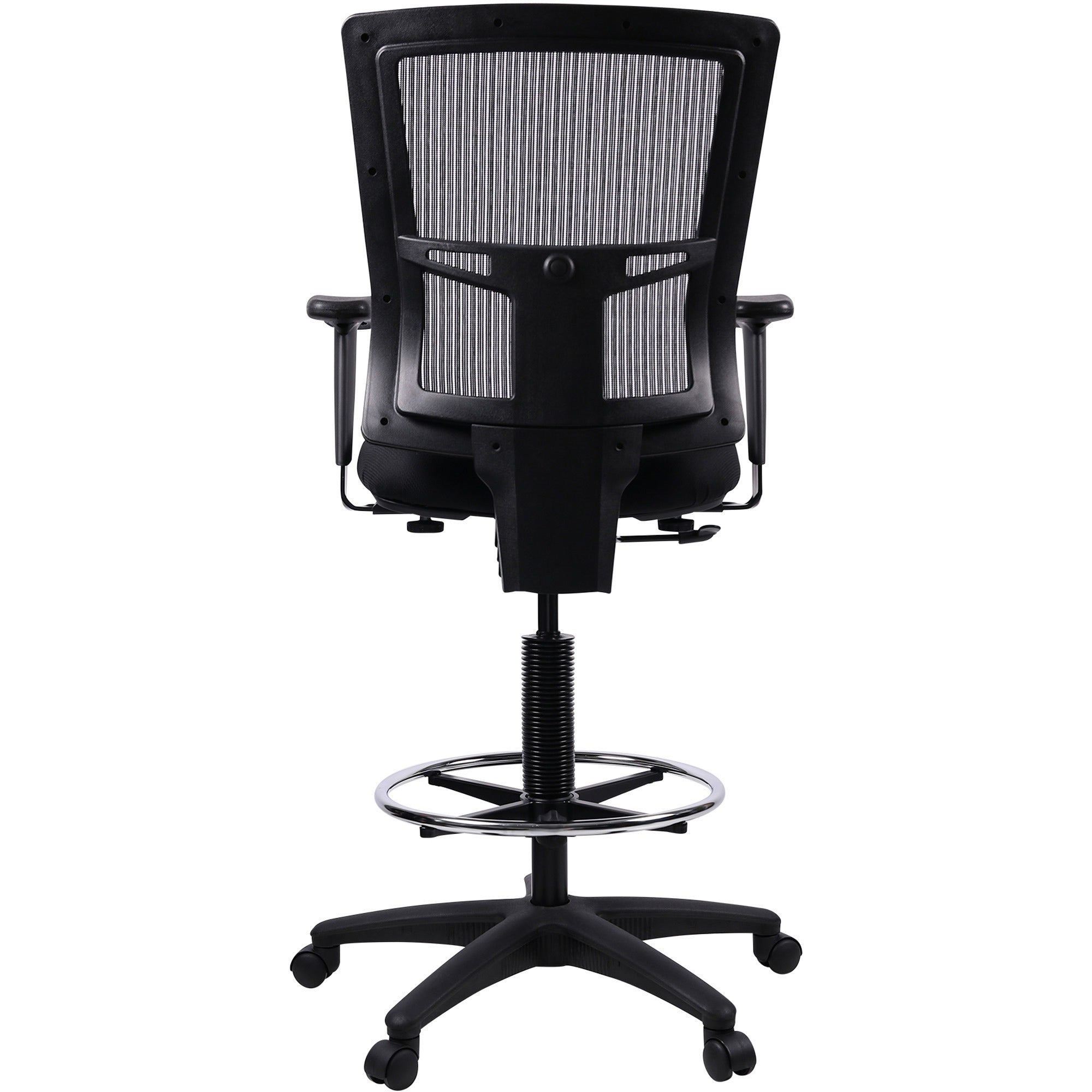 Lorell Mesh Back Drafting Stool - Black Seat - Black Back - 5-star Base - Black - 1 Each - 