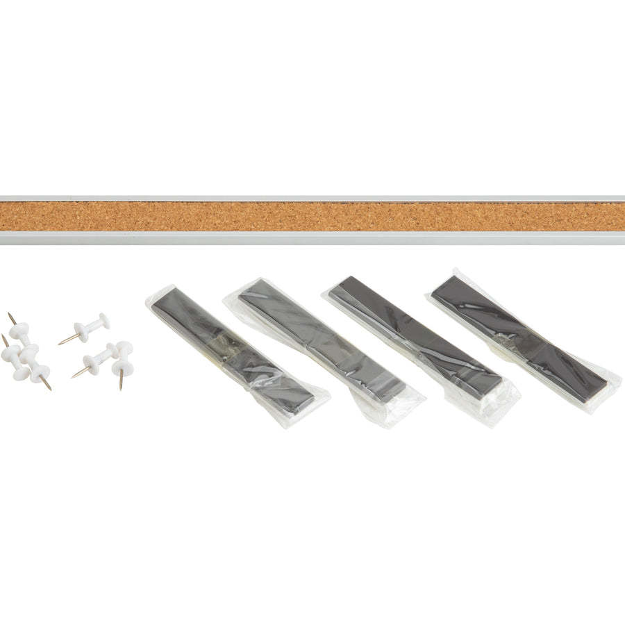 Lorell Cork Strip Bulletin Bar - 36" Width - Cork Surface - Self-healing, Fade Resistant, Self-sealing - Anodized Aluminum Frame - 1 Each - 