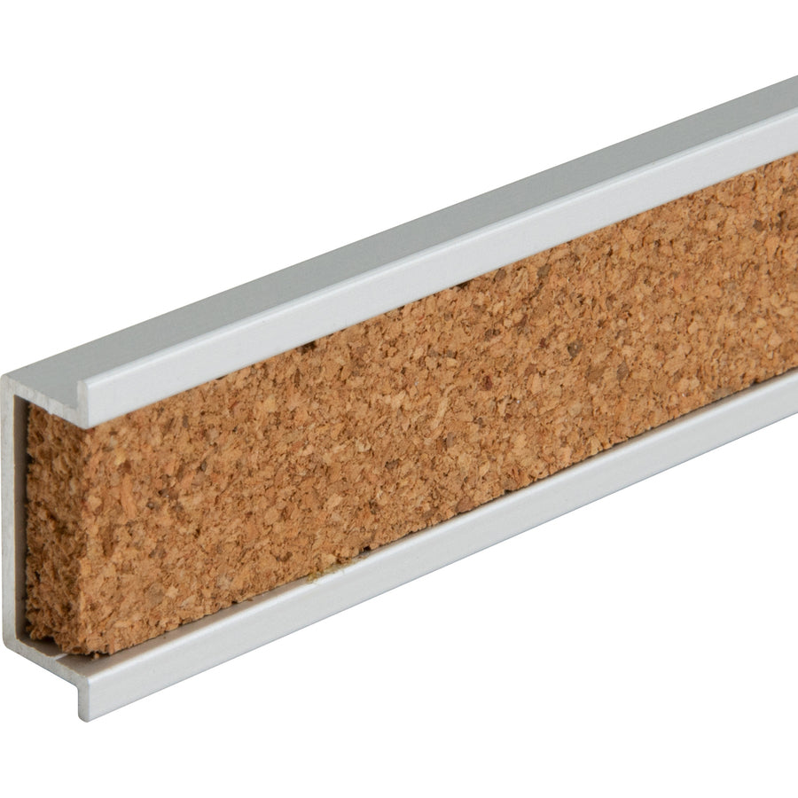 Lorell Cork Strip Bulletin Bar - 36" Width - Cork Surface - Self-healing, Fade Resistant, Self-sealing - Anodized Aluminum Frame - 1 Each - 